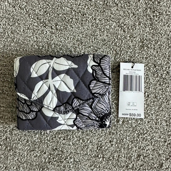 Vera Bradley RFID Blocking Mini Tri-Fold Trifold Wallet Moon Shadow Meadow - Picture 1 of 7